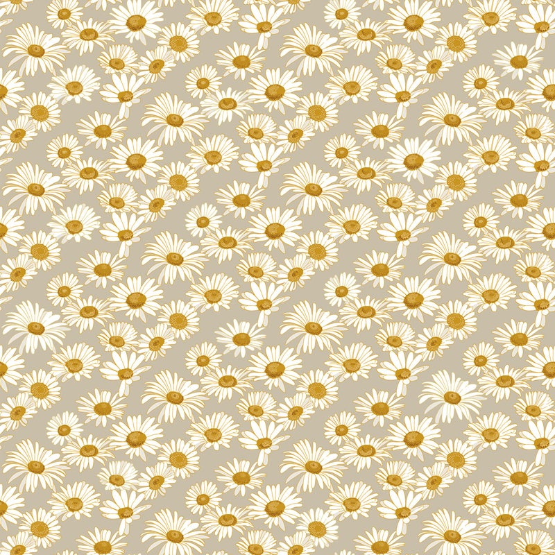 Tempaper x Novogratz Yellow and Metallic Gold Daisies Floral Removable Peel and Stick Wallpaper, 20.5 in X 16.5 ft, Made in the USA - Image 1